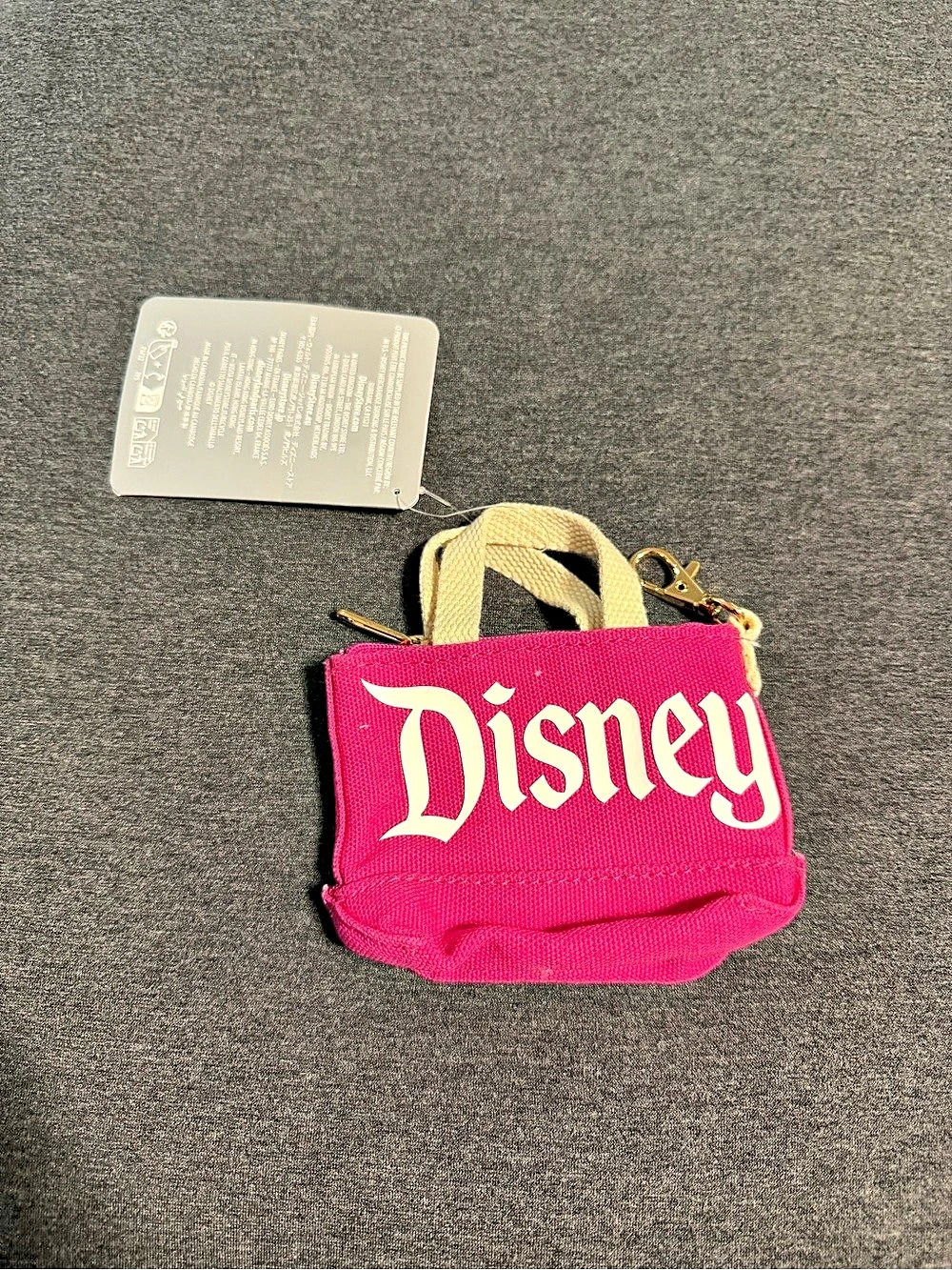 Disney Disneyland Resort Logo Mania Pink Mini Tote Bag Keychain